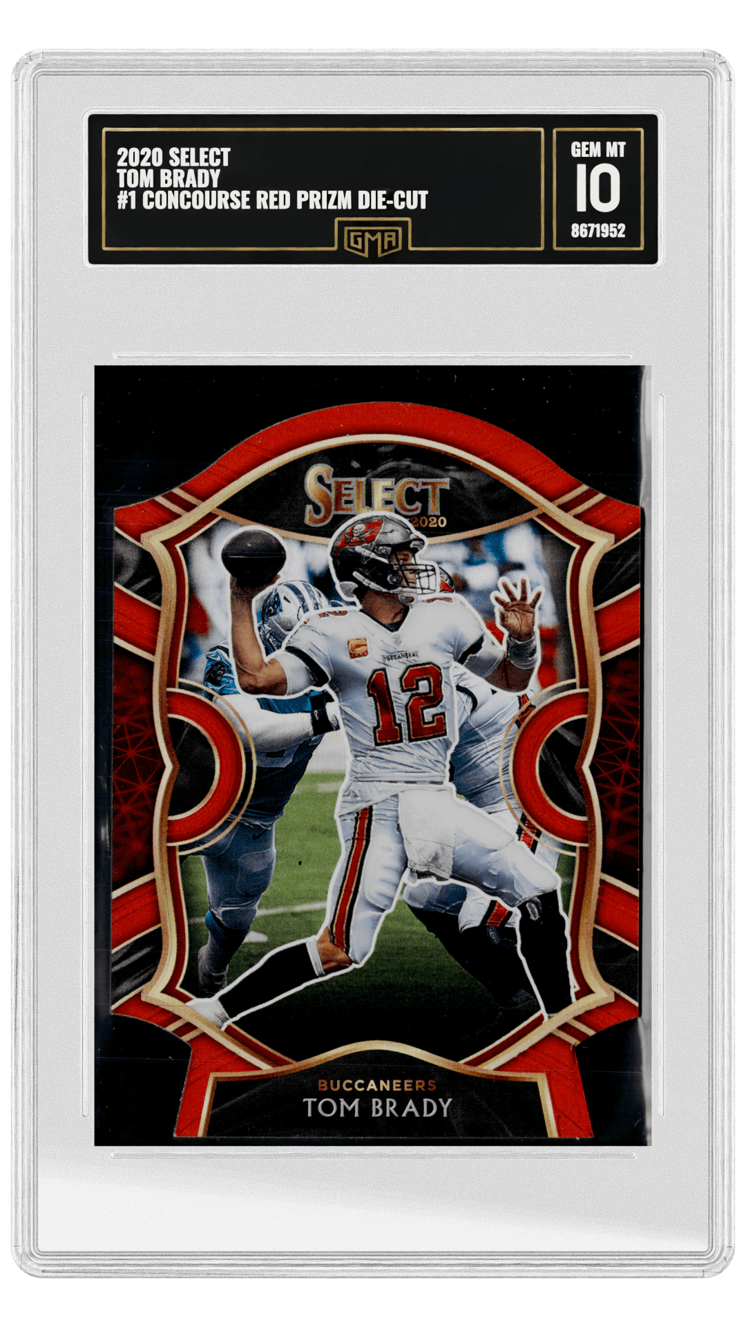 2020 SELECT TOM BRADY #1 CONCOURSE RED PRIZM DIE-CUT graded-card listing image