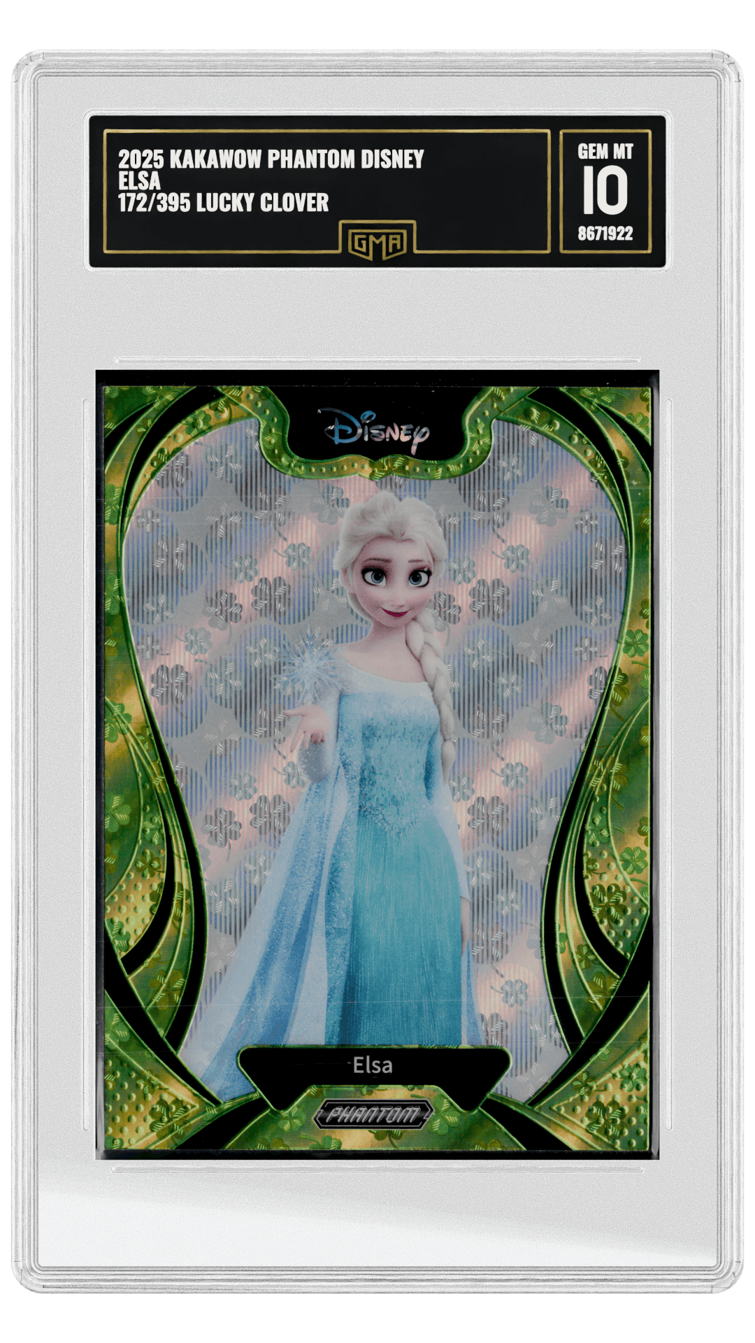 2025 KAKAWOW PHANTOM DISNEY ELSA 172/395 LUCKY CLOVER graded-card listing image