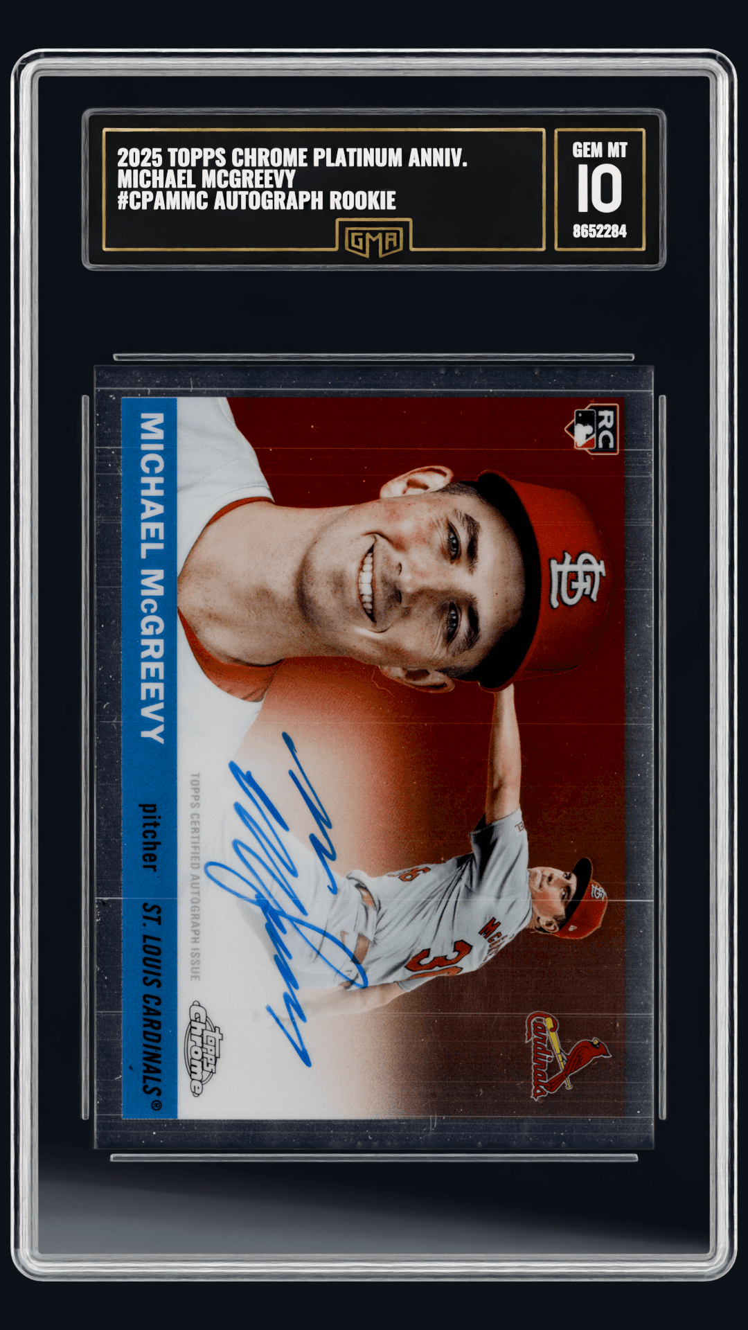 2025 TOPPS CHROME PLATINUM ANNIV. MICHAEL MCGREEVY #CPAMMC AUTOGRAPH ROOKIE front listing view