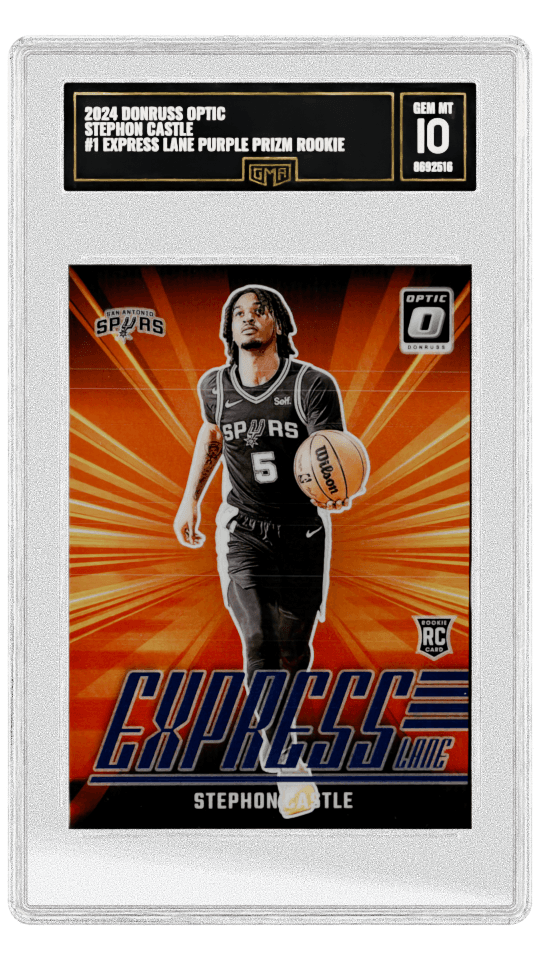 2024 DONRUSS OPTIC STEPHON CASTLE #1 EXPRESS LANE PURPLE PRIZM ROOKIE graded-card listing image