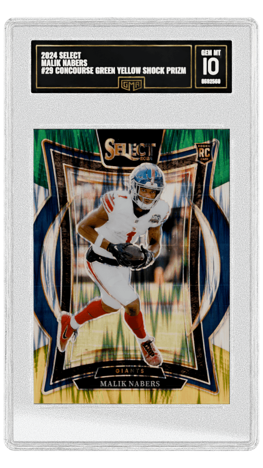 2024 SELECT MALIK NABERS #29 CONCOURSE GREEN YELLOW SHOCK PRIZM ROOKIE graded-card listing image