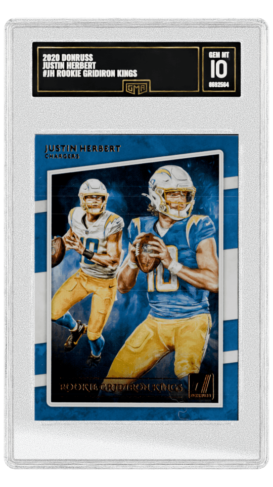 2020 DONRUSS JUSTIN HERBERT #JH ROOKIE GRIDIRON KINGS graded-card listing image