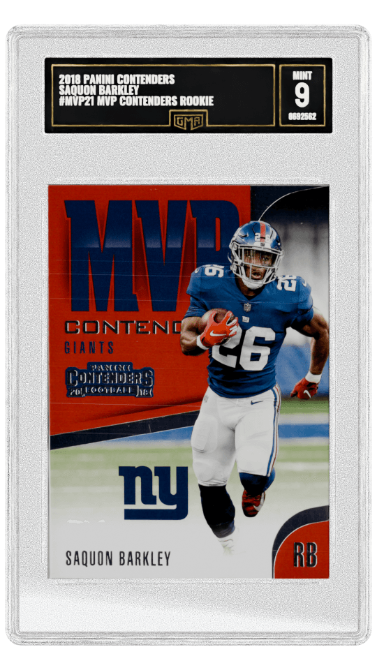 2018 PANINI CONTENDERS SAQUON BARKLEY #MVP21 MVP CONTENDERS ROOKIE graded-card listing image