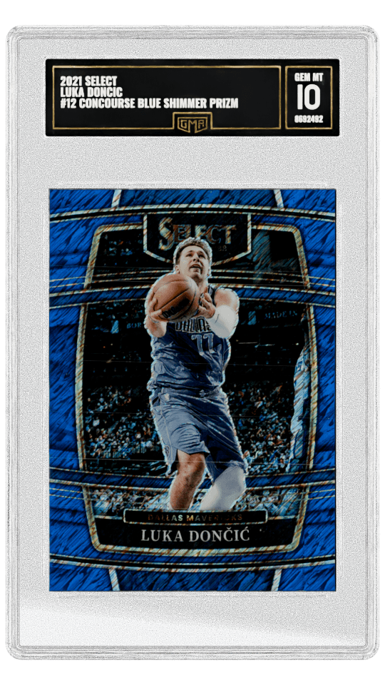 2021 SELECT LUKA DONCIC #12 CONCOURSE BLUE SHIMMER PRIZM graded-card listing image