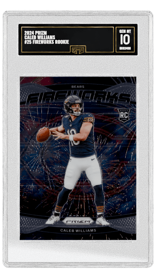 2024 PRIZM CALEB WILLIAMS #25 FIREWORKS ROOKIE Graded rookie card in modern series. graded-card listing image