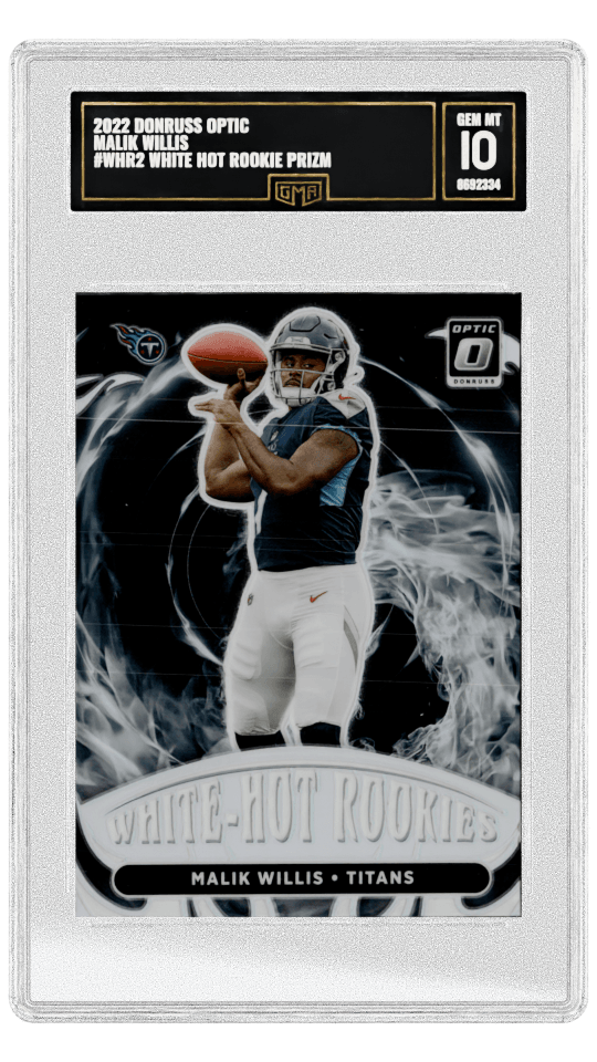 2022 DONRUSS OPTIC MALIK WILLIS #WHR2 WHITE HOT ROOKIE PRIZM graded-card listing image