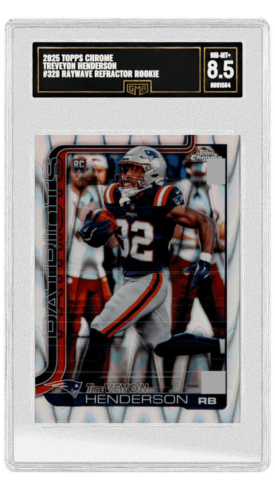 2025 TOPPS CHROME TREVEYON HENDERSON #328 RAYWAVE REFRACTOR ROOKIE graded-card listing image
