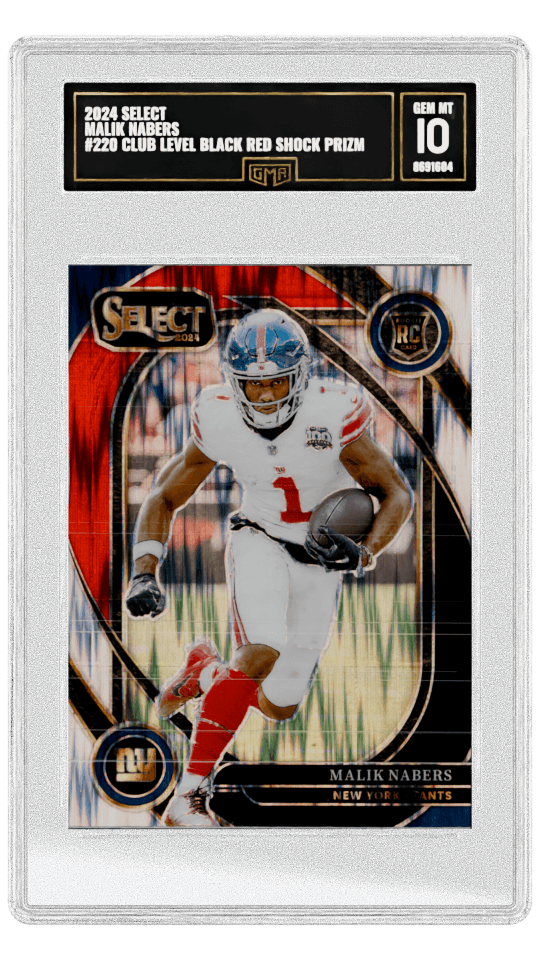 2024 SELECT MALIK NABERS #220 CLUB LEVEL BLACK RED SHOCK PRIZM ROOKIE graded-card listing image