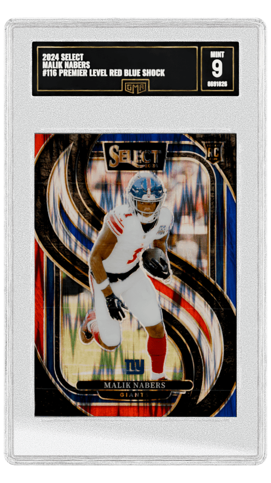 2024 SELECT MALIK NABERS #116 PREMIER LEVEL RED BLUE SHOCK PRIZM ROOKIE graded-card listing image