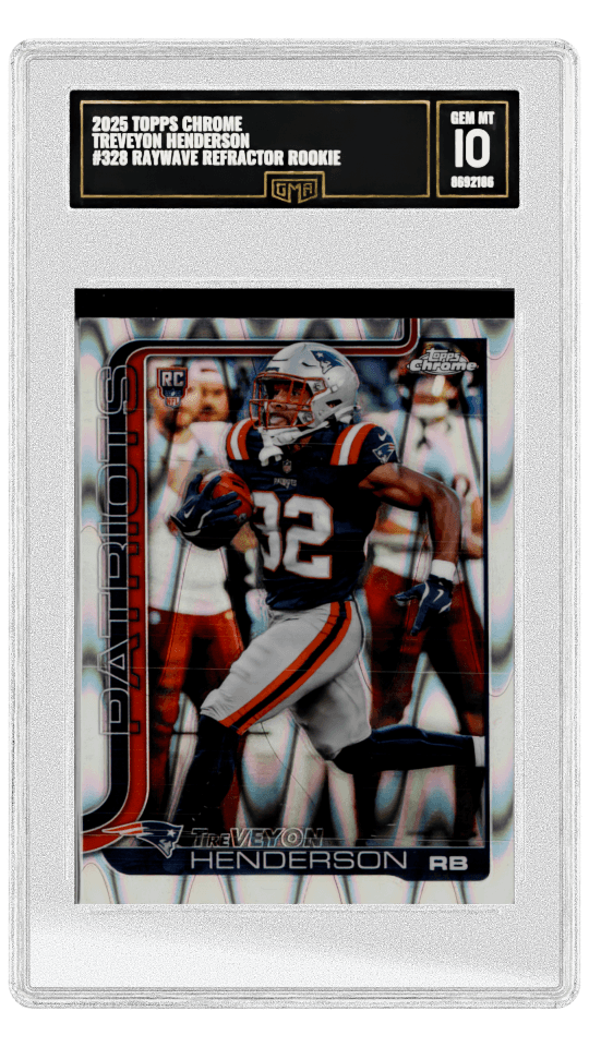 2025 TOPPS CHROME TREVEYON HENDERSON #328 RAYWAVE REFRACTOR ROOKIE graded-card listing image