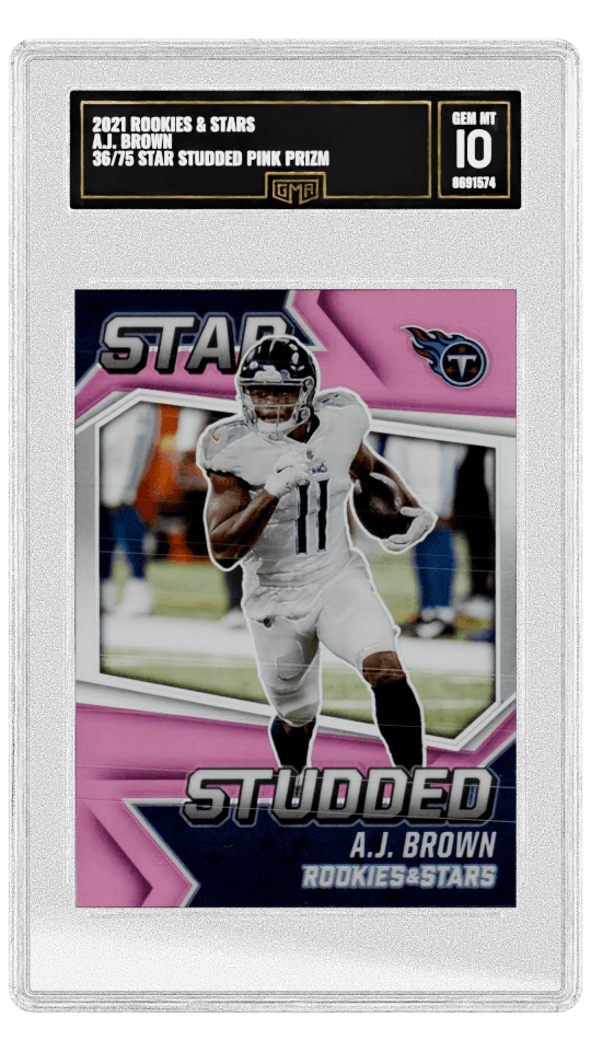 2021 ROOKIES & STARS A.J. BROWN 36/75 STAR STUDDED PINK PRIZM Star Stud Pink Prizm Graded Card graded-card listing image