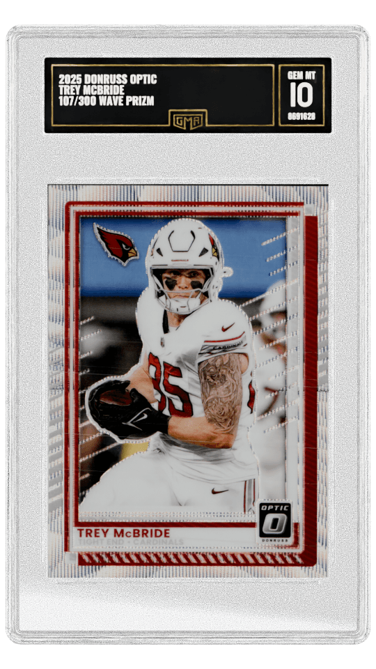 2025 DONRUSS OPTIC TREY MCBRIDE 107/300 WAVE PRIZM graded-card listing image