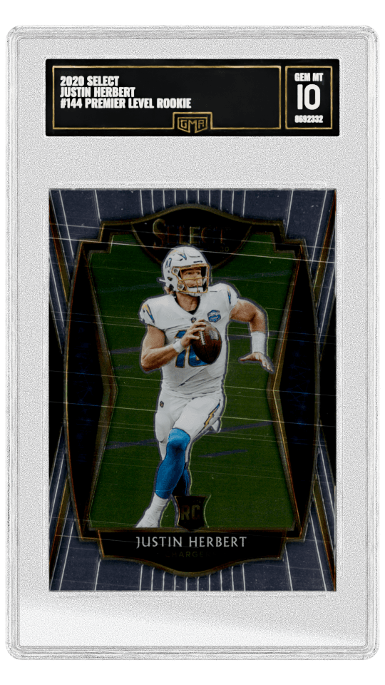 2020 SELECT JUSTIN HERBERT #144 PREMIER LEVEL ROOKIE graded-card listing image