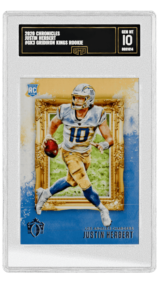 2020 CHRONICLES JUSTIN HERBERT #GK3 GRIDIRON KINGS ROOKIE graded-card listing image