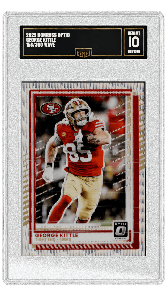 2025 DONRUSS OPTIC GEORGE KITTLE 158/300 WAVE graded-card listing image